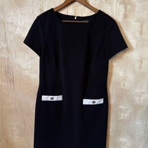 Tommy Hilfiger Black and White Sheath Midi Dress